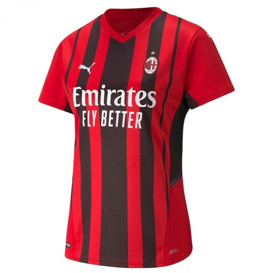Camisola AC Milan Mulher Equipamento Primeiro 2021-2022 Manga Curta